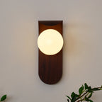 Wood Wall Light With Opal Globe Shade