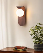 Wood Wall Light With Opal Globe Shade