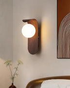 Wood Wall Light With Opal Globe Shade