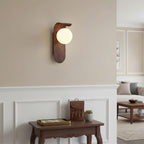 Wood Wall Light With Opal Globe Shade