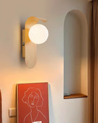 Wood Wall Light With Opal Globe Shade