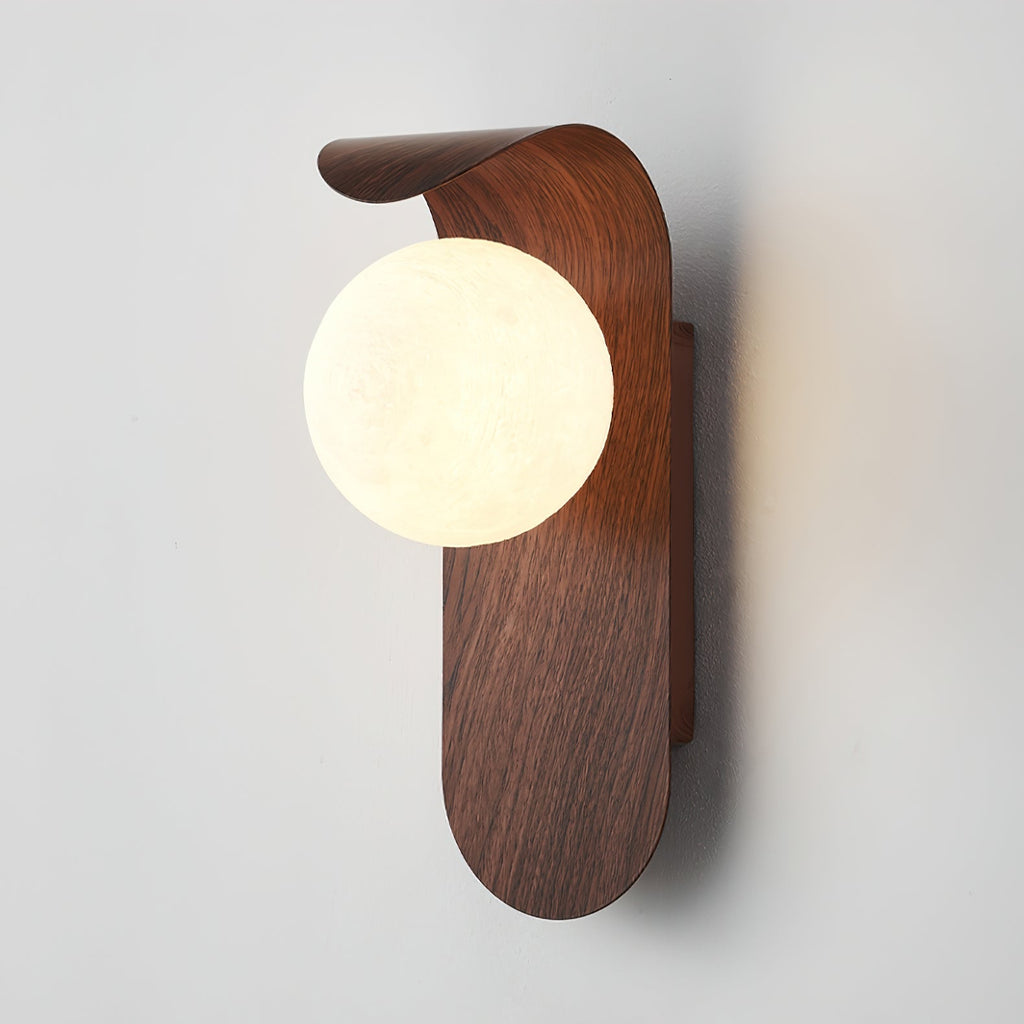 Wood Wall Light With Opal Globe Shade