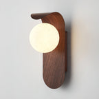 Wood Wall Light With Opal Globe Shade