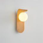 Wood Wall Light With Opal Globe Shade