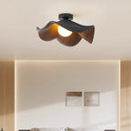Wavy Wood Petal Ceiling Light With Globe Diffuser