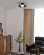 Wavy Wood Petal Ceiling Light With Globe Diffuser