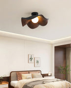 Wavy Wood Petal Ceiling Light With Globe Diffuser