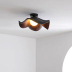 Wavy Wood Petal Ceiling Light With Globe Diffuser
