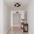 Wavy Wood Petal Ceiling Light With Globe Diffuser