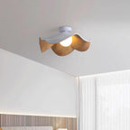 Wavy Wood Petal Ceiling Light With Globe Diffuser
