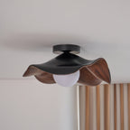 Wavy Wood Petal Ceiling Light With Globe Diffuser