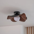 Wavy Wood Petal Ceiling Light With Globe Diffuser