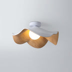 Wavy Wood Petal Ceiling Light With Globe Diffuser