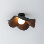 Wavy Wood Petal Ceiling Light With Globe Diffuser
