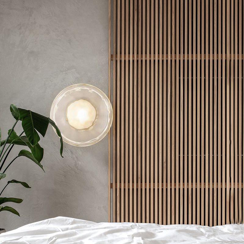 Nordic Ripple Glass Wall Light LED Light With Double Round Shade