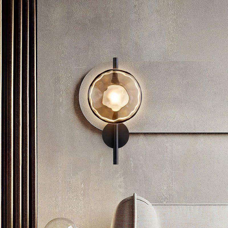 Nordic Ripple Glass Wall Light LED Light With Double Round Shade