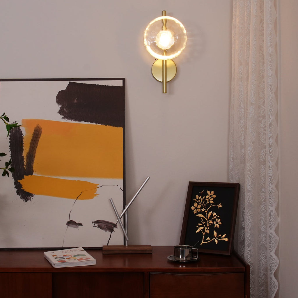 Nordic Ripple Glass Wall Light LED Light With Double Round Shade