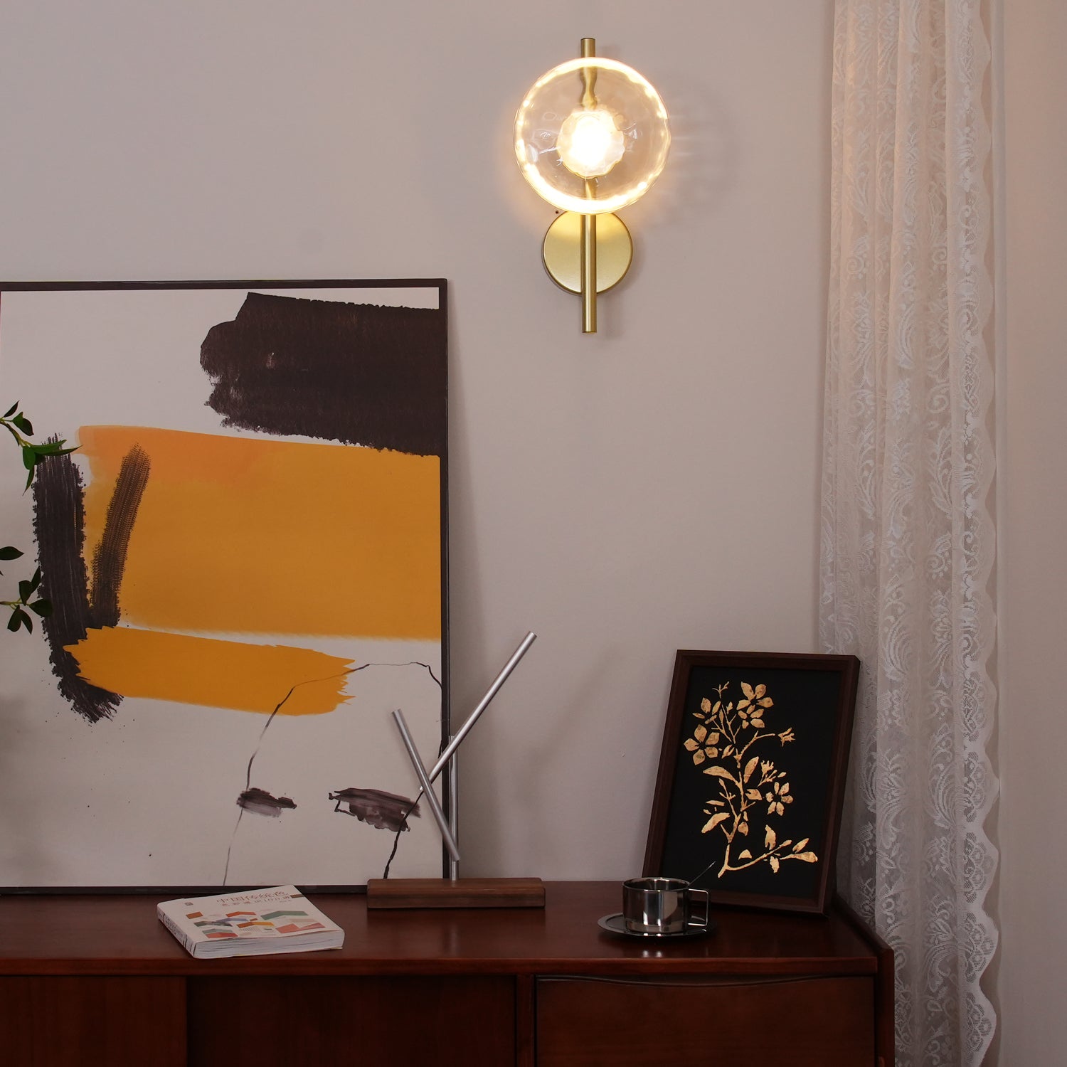 Nordic Ripple Glass Wall Light LED Light With Double Round Shade