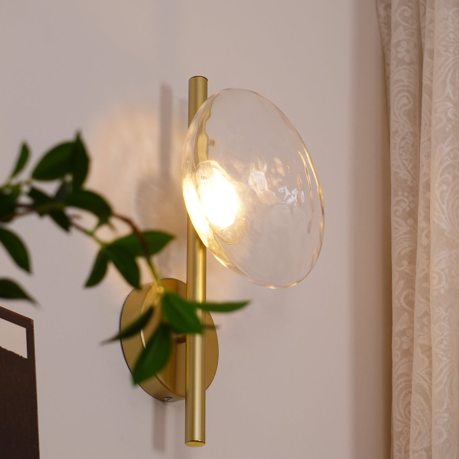 Nordic Ripple Glass Wall Light LED Light With Double Round Shade