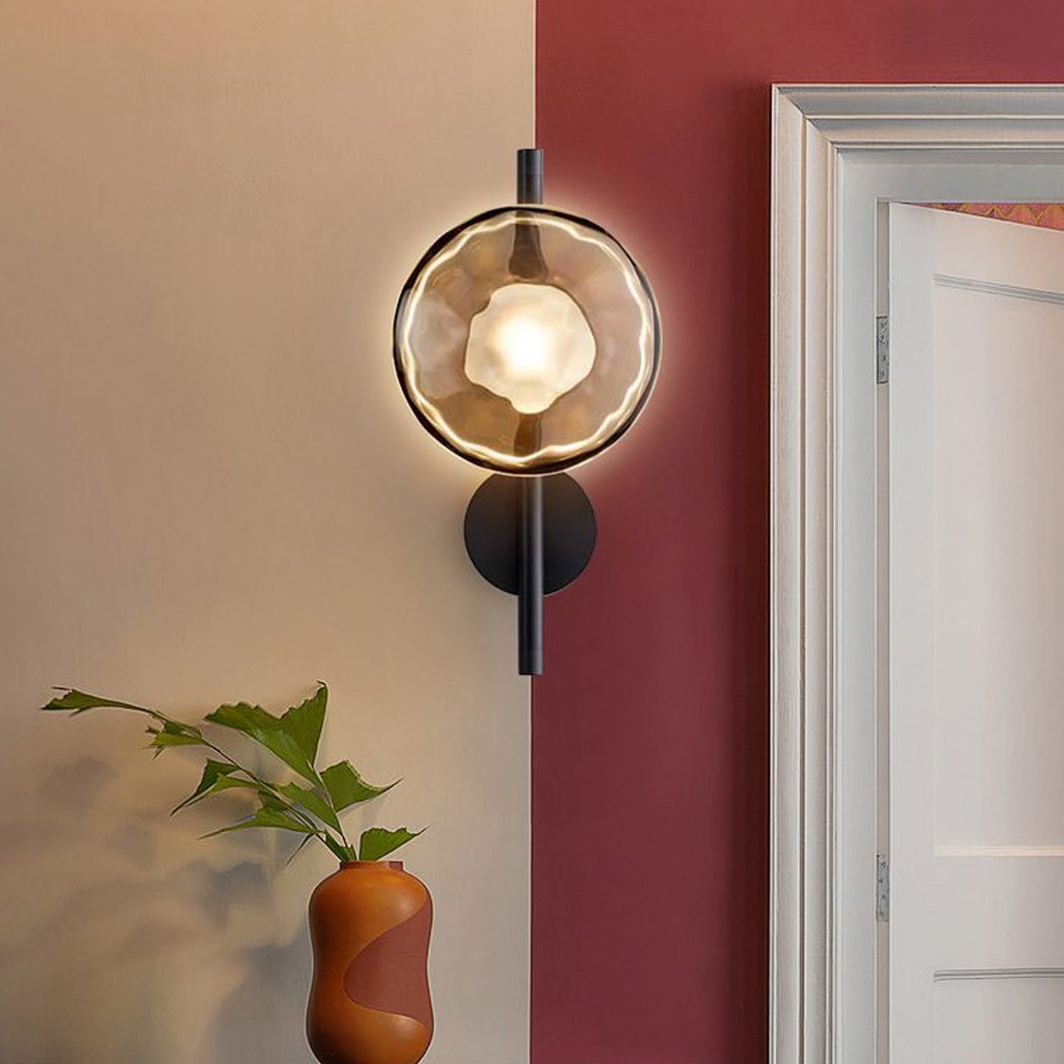 Nordic Ripple Glass Wall Light LED Light With Double Round Shade