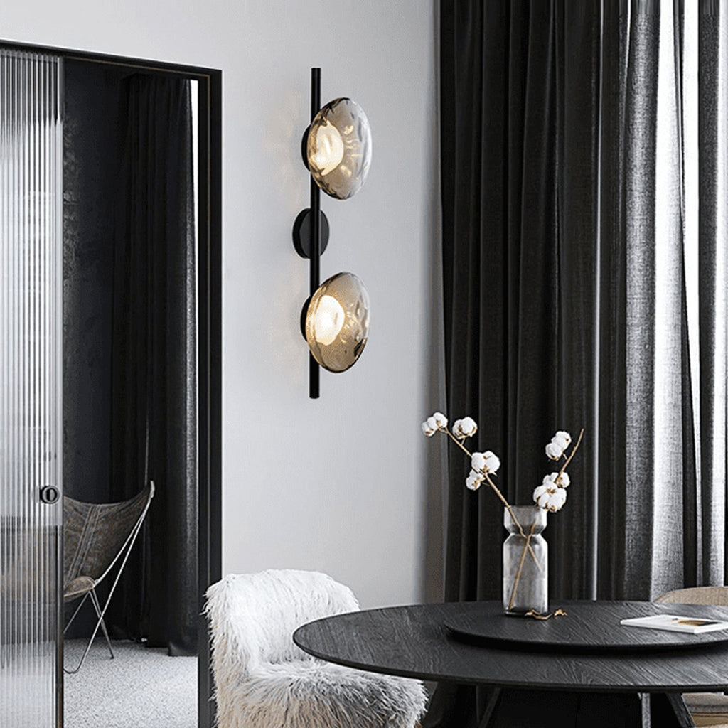 Nordic Ripple Glass Wall Light LED Light With Double Round Shade