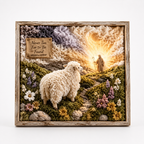 Fabric Tuck Art Kit Pre Punched Board with Wooden Tool No Sew Textured Craft Kit Nativity | Cross and Shepherd Designs Religious Wall Art