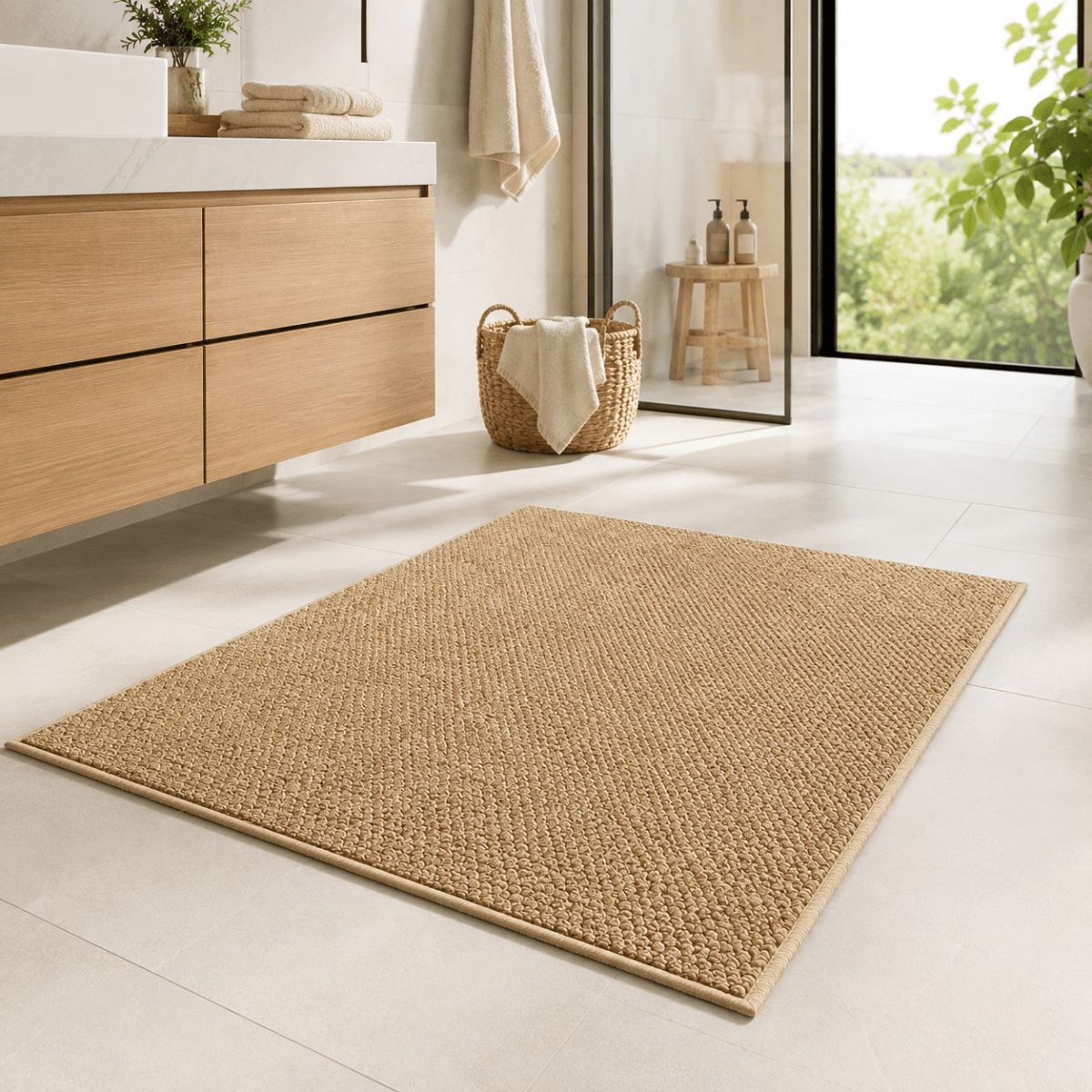 Absorbent Door Mat Quick Drying Non Slip Woven Texture Entrance Mat Dirt Trapping Machine Washable Doormat for Front Door | Hallway and Bathroom