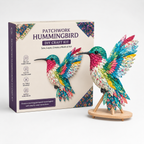 Fabric Patchwork Bird Craft Kit No Sew Layered Textile Art Kit with Pre Cut Numbered Pieces and Wooden Stand Hummingbird | Owl | Robin and More