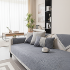 Non-Slip Sofa Cover Cotton Linen Quilted Sofa Throw Breathable Couch Protector with Latex Grip for All Seasons