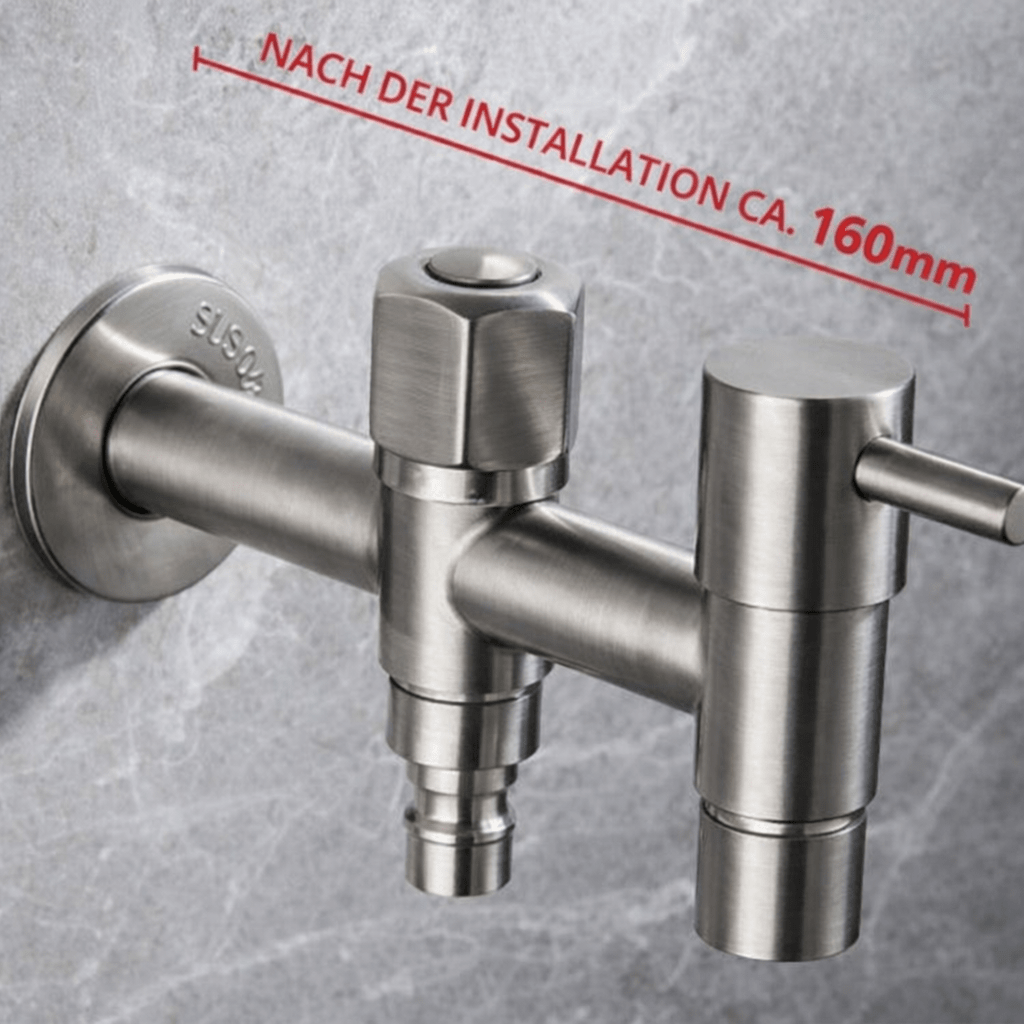 Stainless Steel Wall Mounted Outdoor Tap Brushed Garden Tap with Hose Connector Option Washing Machine Tap for Garden | Balcony and Utility Room