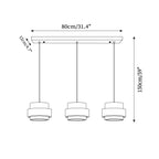 Travertine And Wood Drum Pendant Lights With Downlight