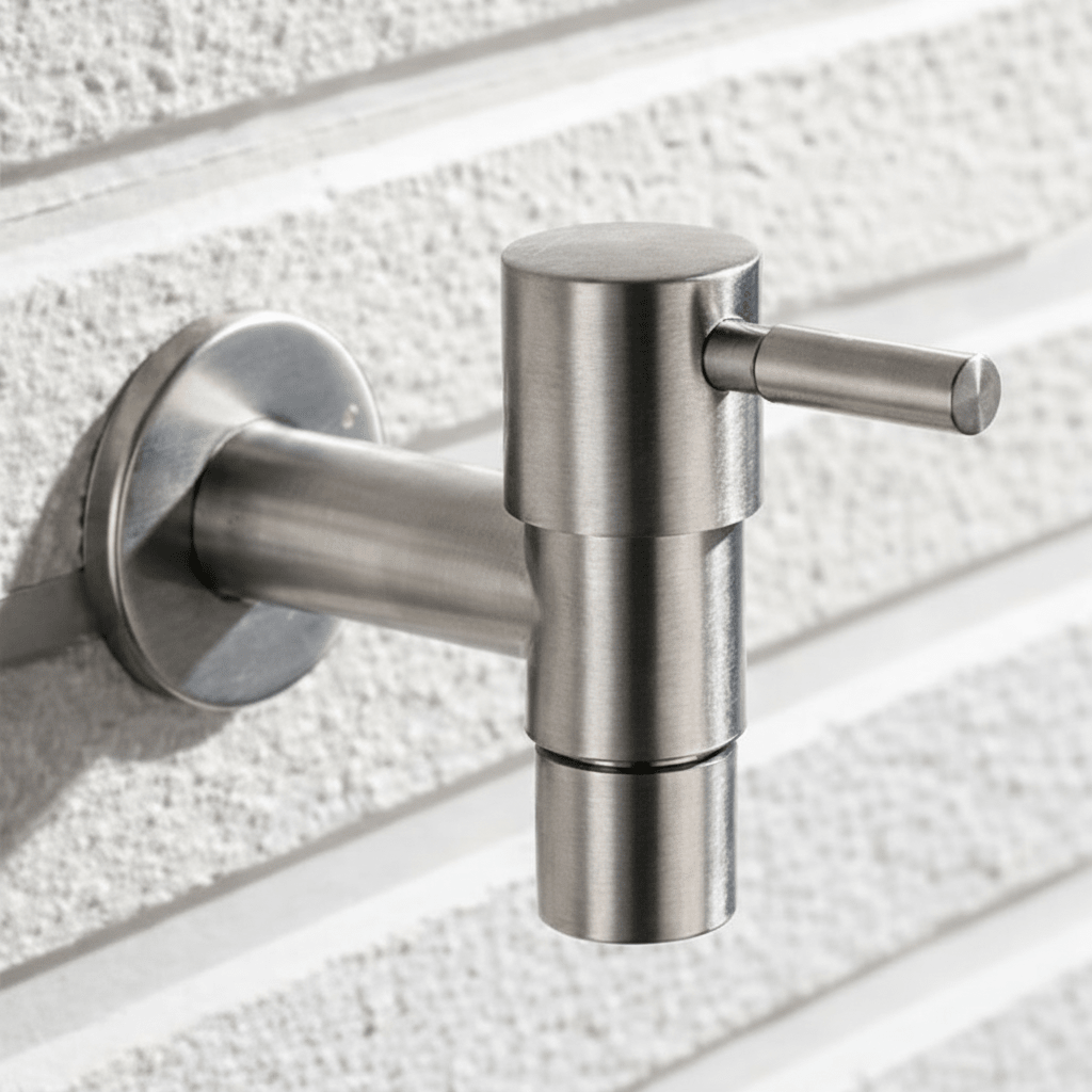 Stainless Steel Wall Mounted Outdoor Tap Brushed Garden Tap with Hose Connector Option Washing Machine Tap for Garden | Balcony and Utility Room