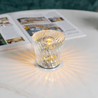 Diamond-Cut Crystal Table Lamp With Faceted Prism Shade