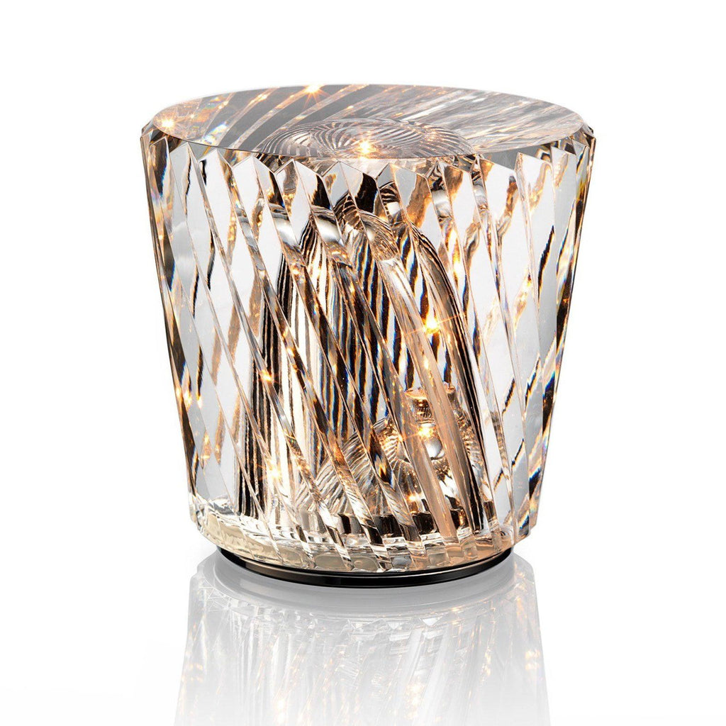 Diamond-Cut Crystal Table Lamp With Faceted Prism Shade