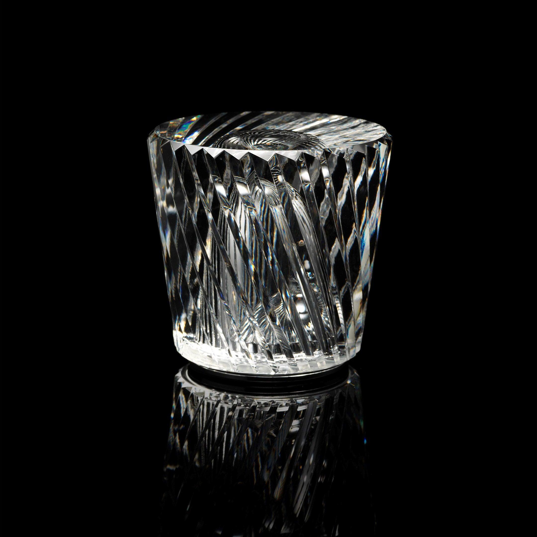 Diamond-Cut Crystal Table Lamp With Faceted Prism Shade