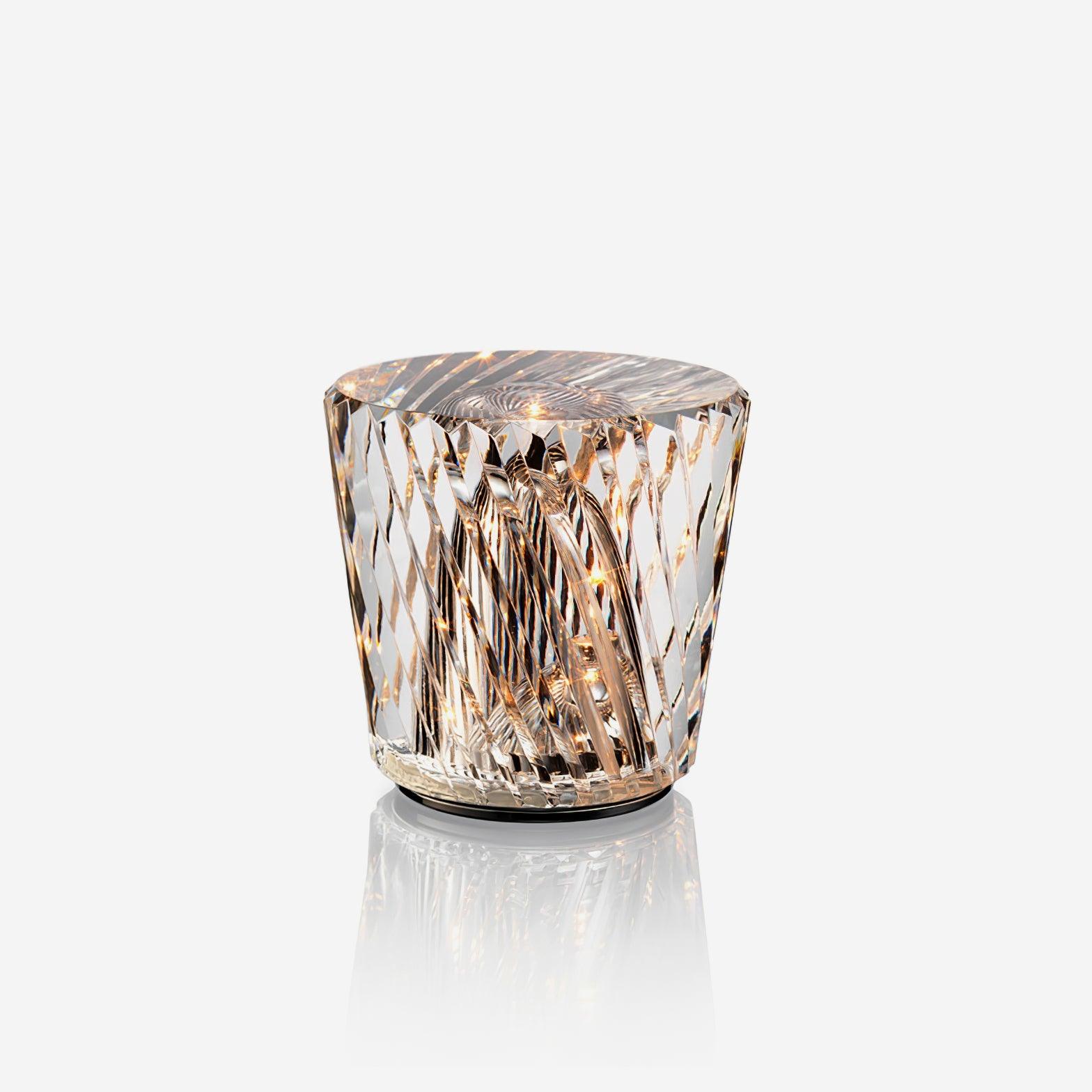Diamond-Cut Crystal Table Lamp With Faceted Prism Shade
