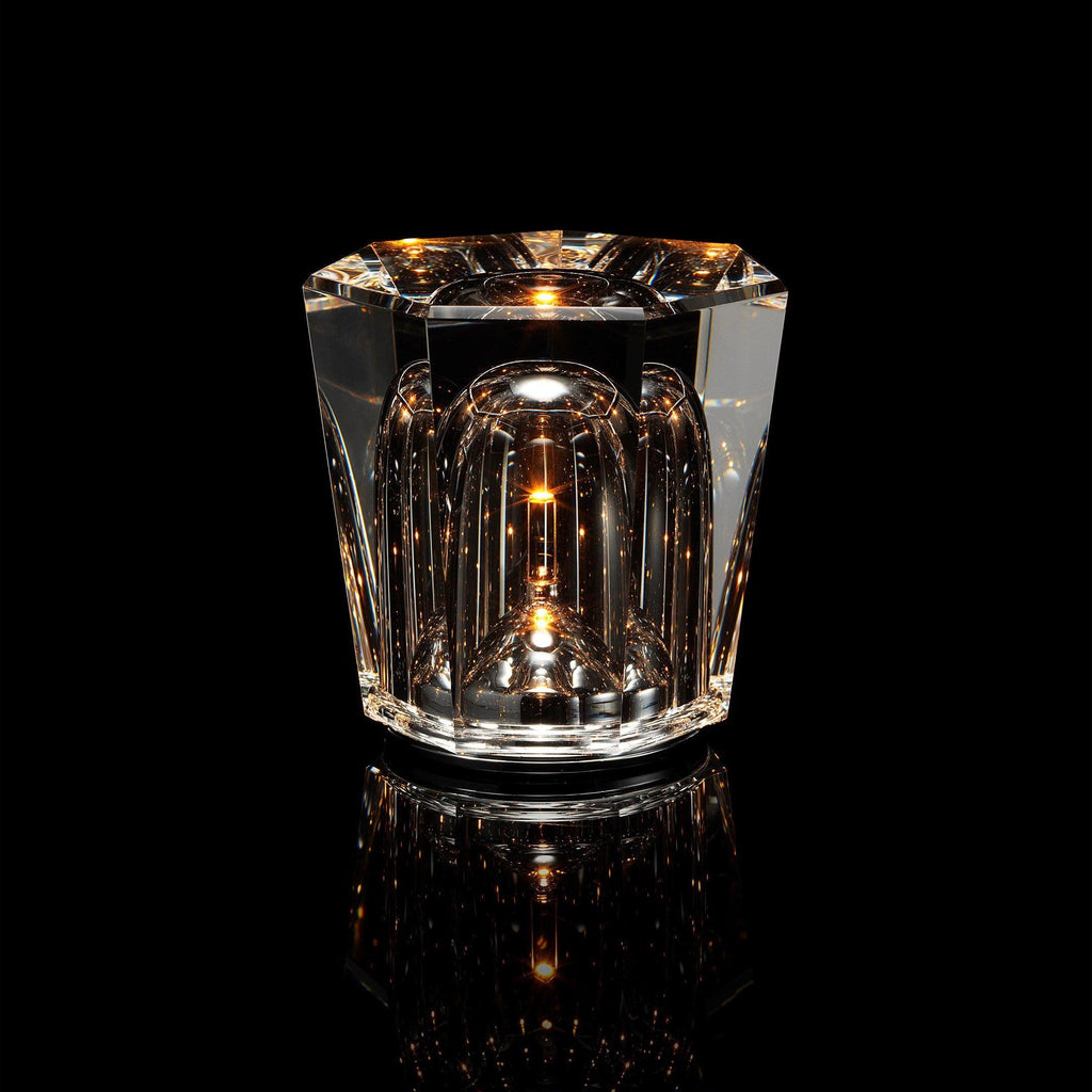 Diamond-Cut Crystal Table Lamp With Faceted Prism Shade