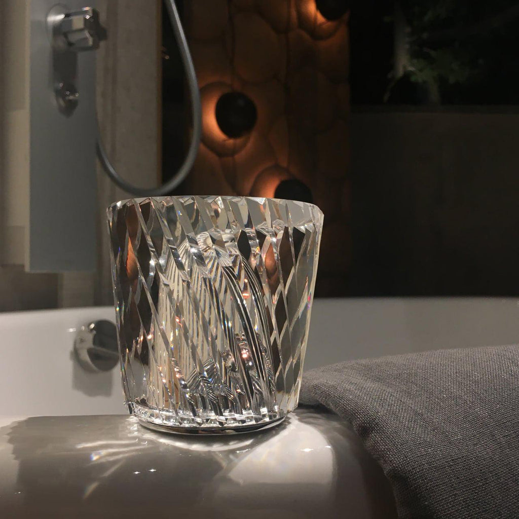 Diamond-Cut Crystal Table Lamp With Faceted Prism Shade