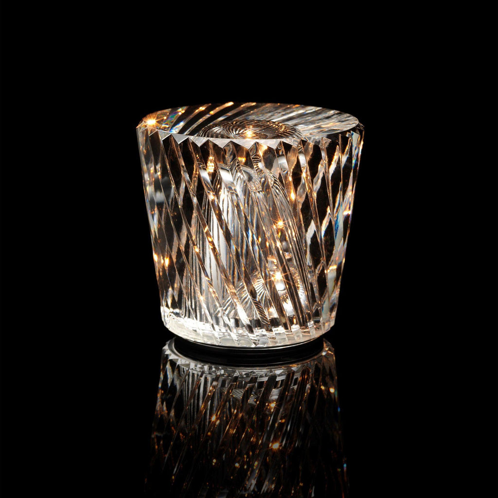 Diamond-Cut Crystal Table Lamp With Faceted Prism Shade