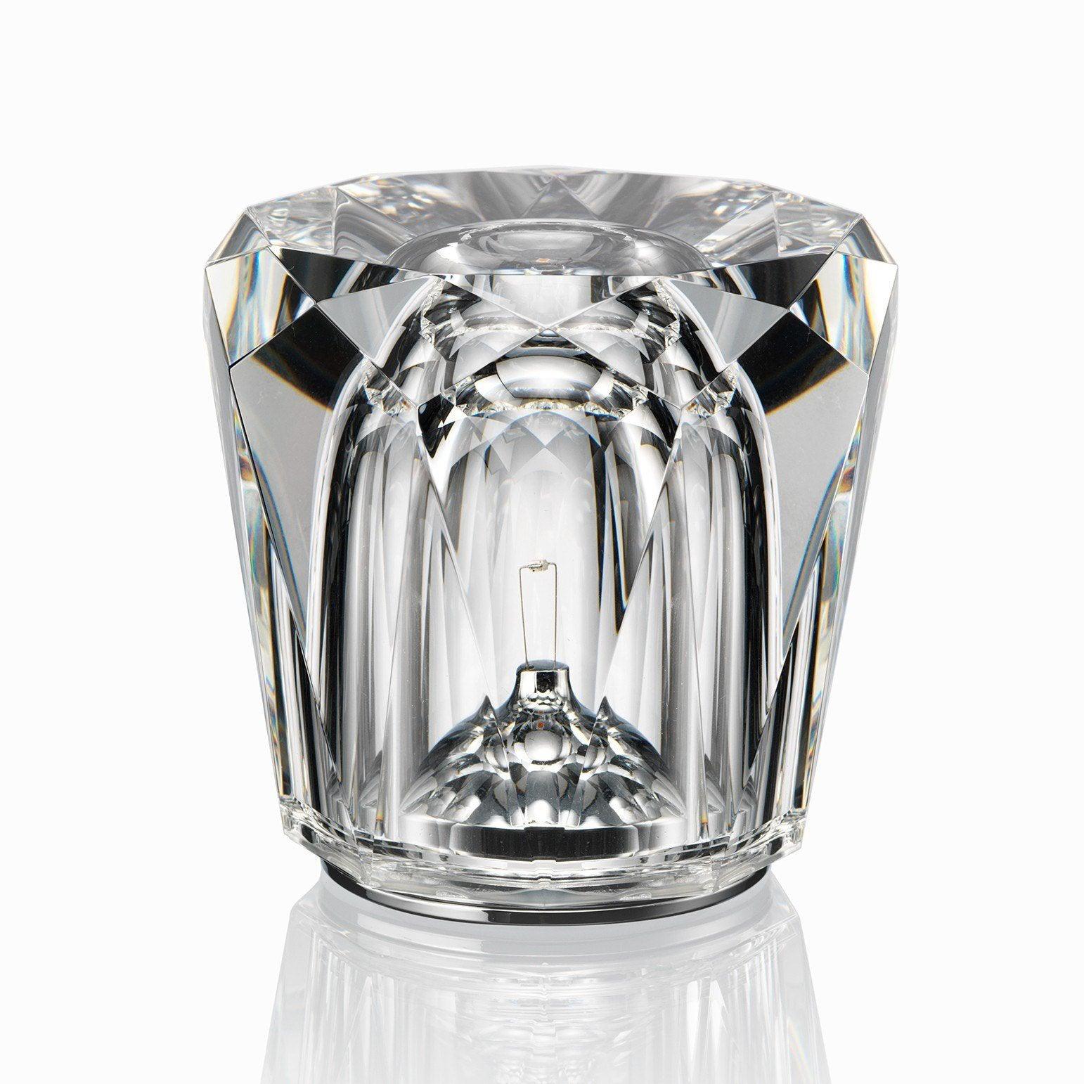 Diamond-Cut Crystal Table Lamp With Faceted Prism Shade
