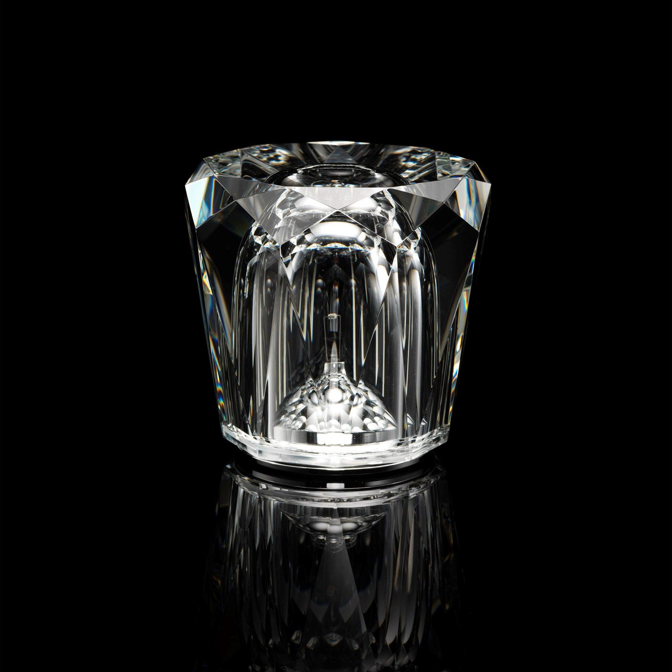 Diamond-Cut Crystal Table Lamp With Faceted Prism Shade
