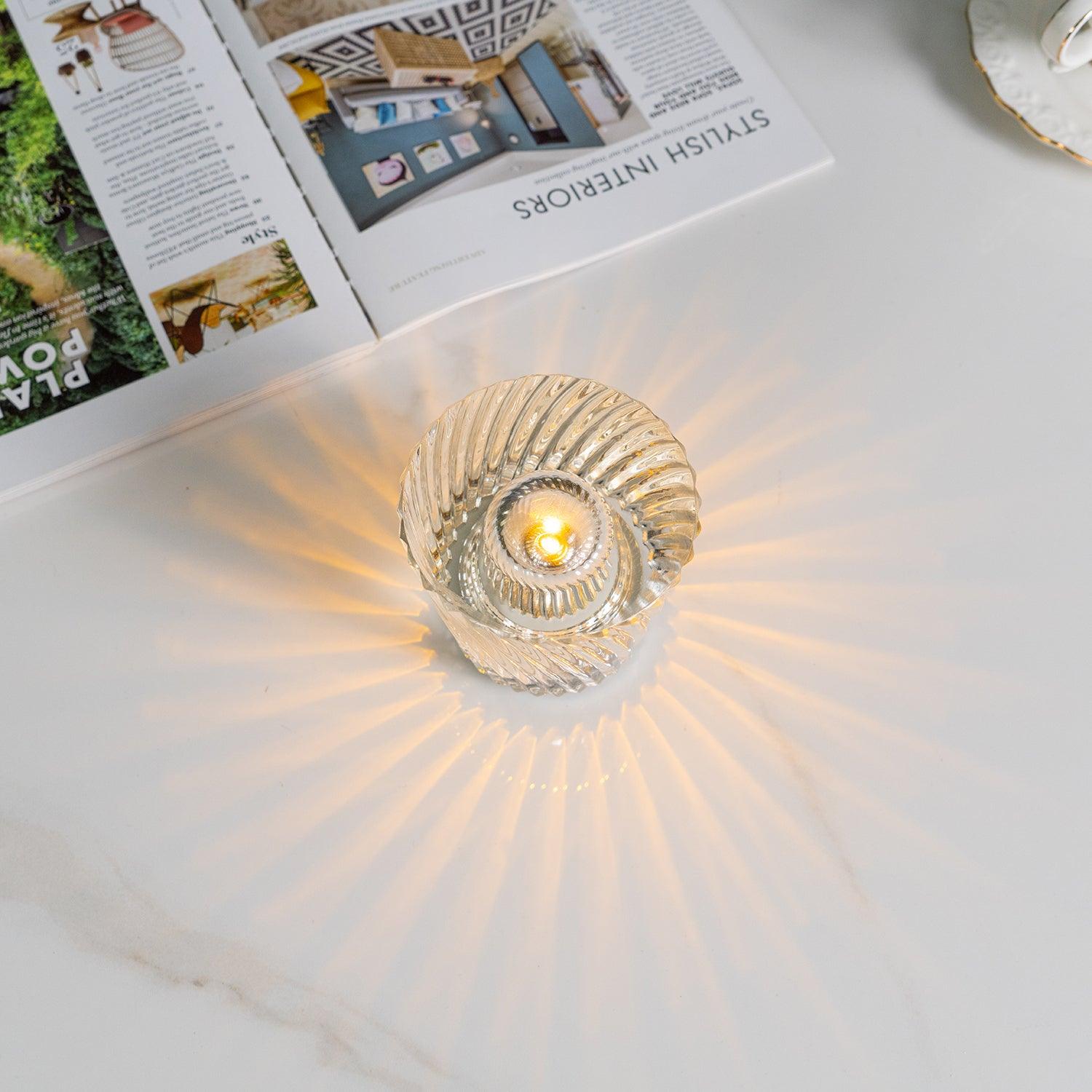 Diamond-Cut Crystal Table Lamp With Faceted Prism Shade