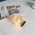 Diamond-Cut Crystal Table Lamp With Faceted Prism Shade