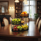 Tiered Fruit Basket Stand Metal Wire Fruit and Vegetable Holder Countertop Snack Organiser for Kitchen | Dining Table and Pantry