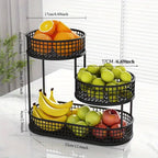 Tiered Fruit Basket Stand Metal Wire Fruit and Vegetable Holder Countertop Snack Organiser for Kitchen | Dining Table and Pantry