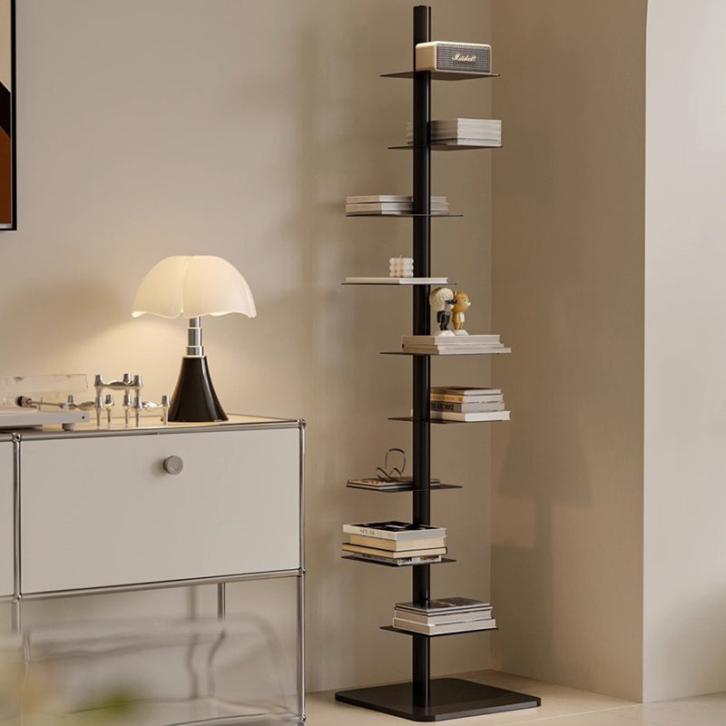Spiral Bookshelf Tall Metal Tree Bookcase Mid Century Invisible Floating Display Rack Corner Book Tower for Home Office and Living Room
