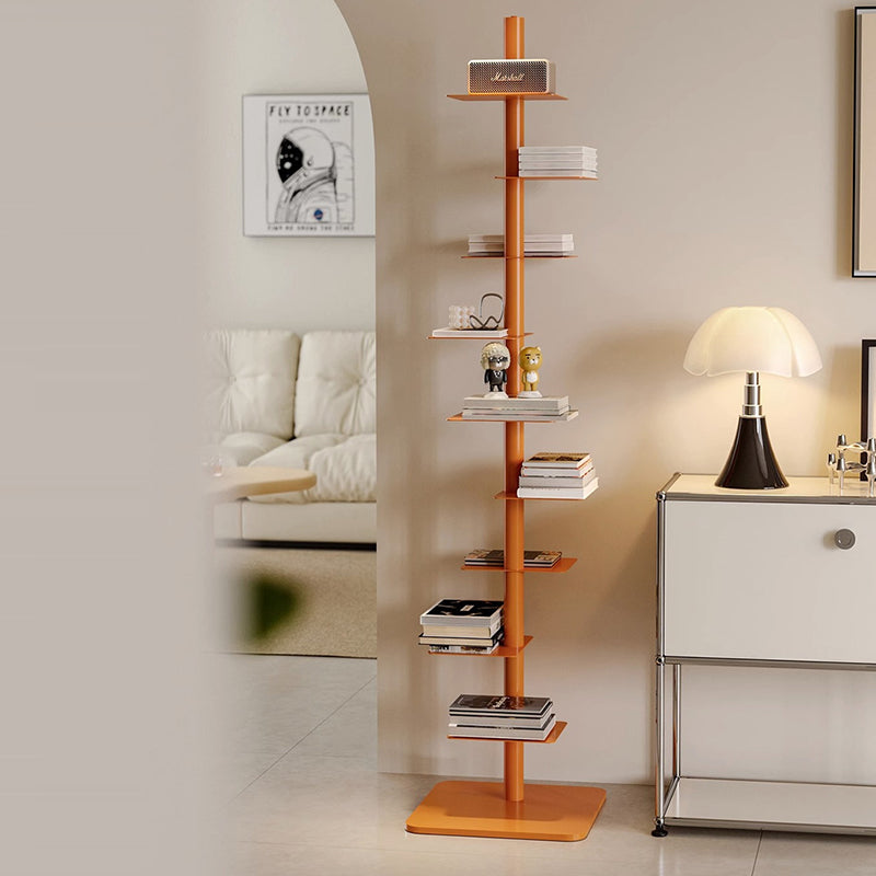 Spiral Bookshelf Tall Metal Tree Bookcase Mid Century Invisible Floating Display Rack Corner Book Tower for Home Office and Living Room