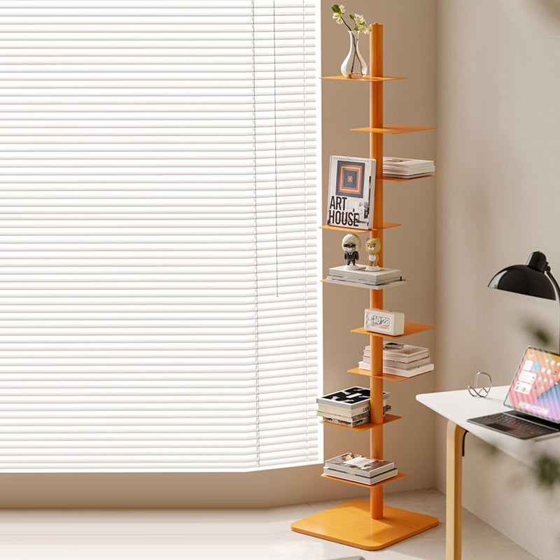 Spiral Bookshelf Tall Metal Tree Bookcase Mid Century Invisible Floating Display Rack Corner Book Tower for Home Office and Living Room