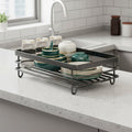 Stainless Steel Dish Drying Rack Space Saving Dish Drainer with Drip Tray and Cutlery Holder Kitchen Countertop Plate Rack for Sink Side