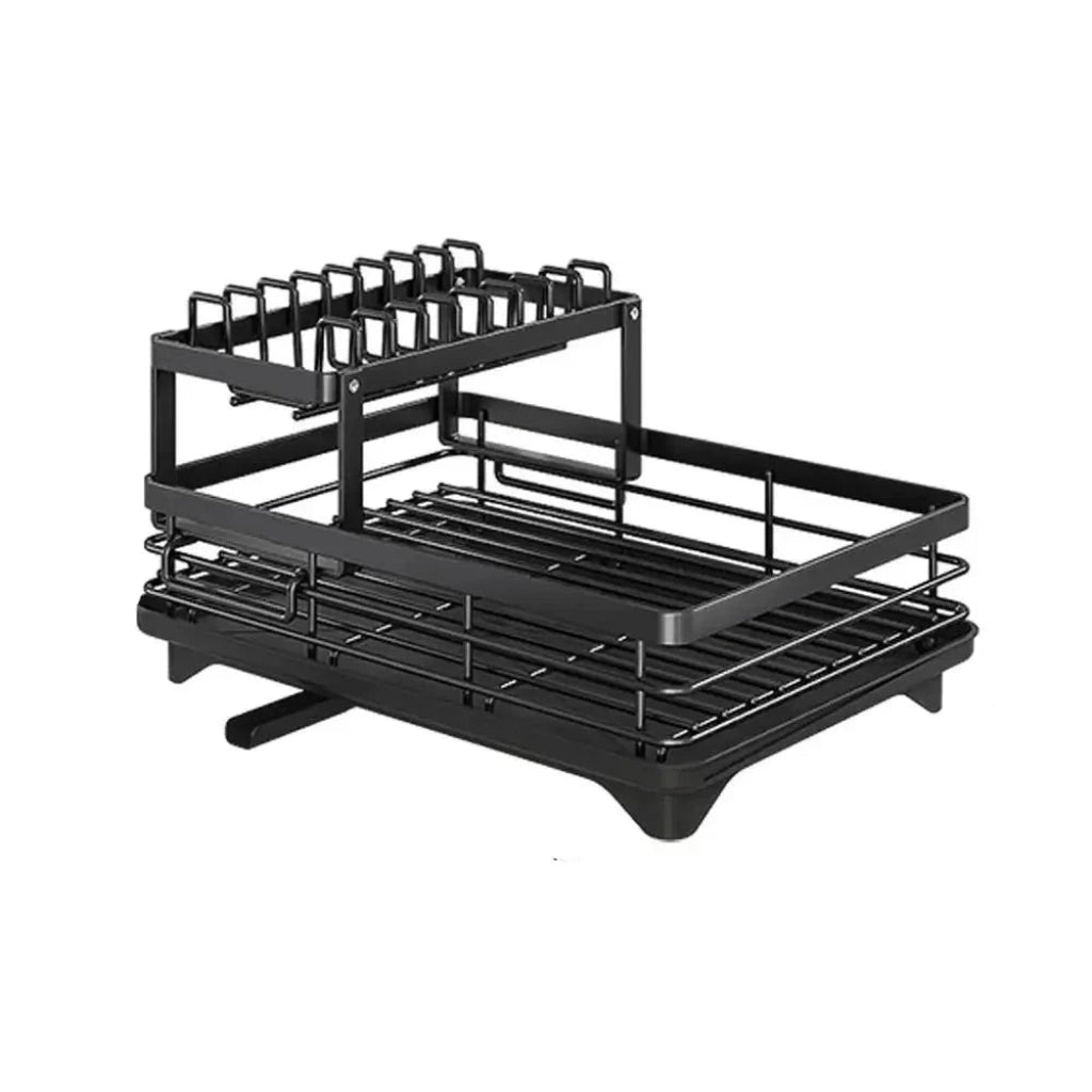 Stainless Steel Dish Drying Rack Space Saving Dish Drainer with Drip Tray and Cutlery Holder Kitchen Countertop Plate Rack for Sink Side